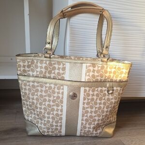 COACH Chelsea Heritage Stripe Gold Bag